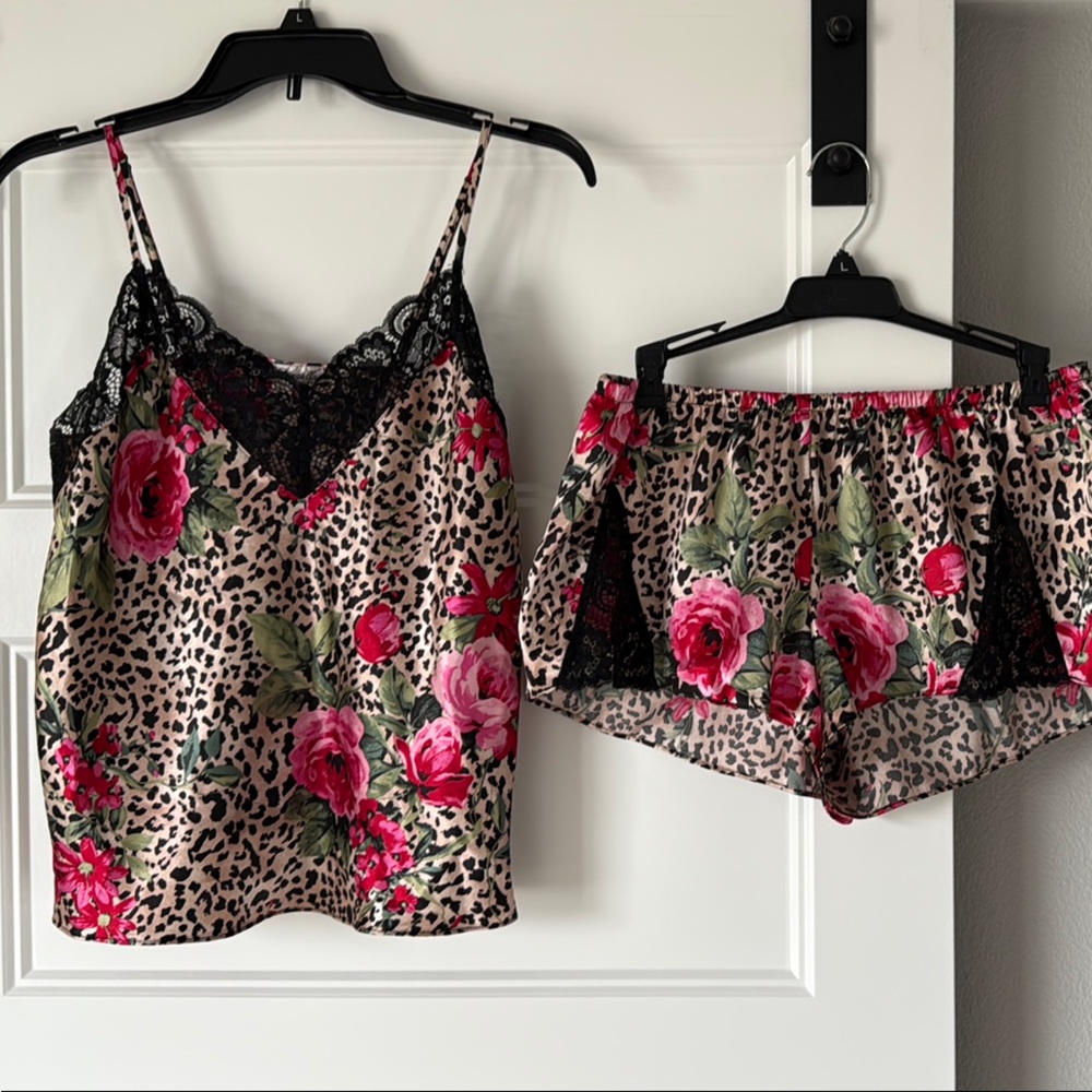 Linea Donatella Floral Leopard Print Cami and Shorts Set